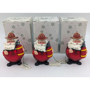 Dept 56 Noel Santa Ornament Set of 3 - Santa Fireman Firemen